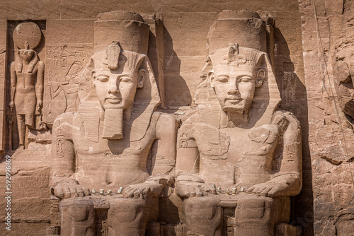 The statues of pharao ramses II in front of the temple of Abu Simbel, Egypt