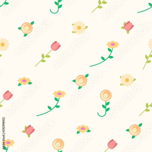 Seamless Pattern Abstract Elements Different Plant Botanic Vector Design Style Background Illustration Texture For Prints Textiles, Clothing, Gift Wrap, Wallpaper, Pastel