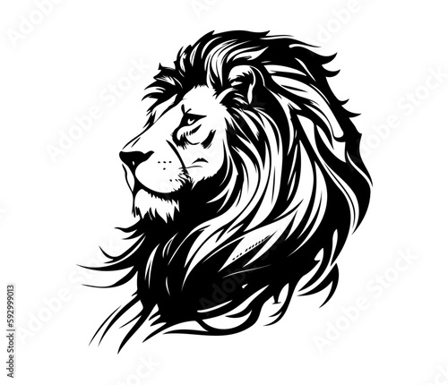 Lion Face, Silhouettes Lion Face SVG, black and white Lion vector