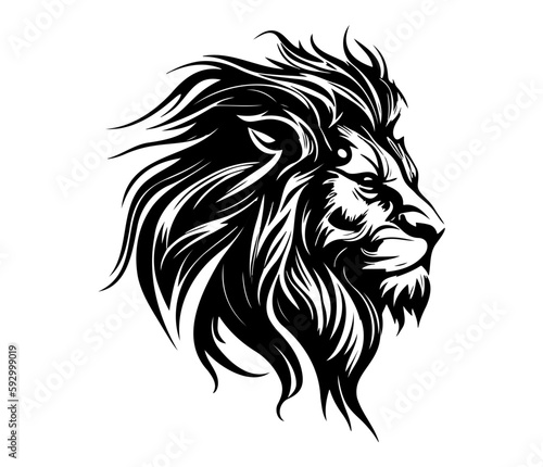 Lion Face, Silhouettes Lion Face SVG, black and white Lion vector © Ann