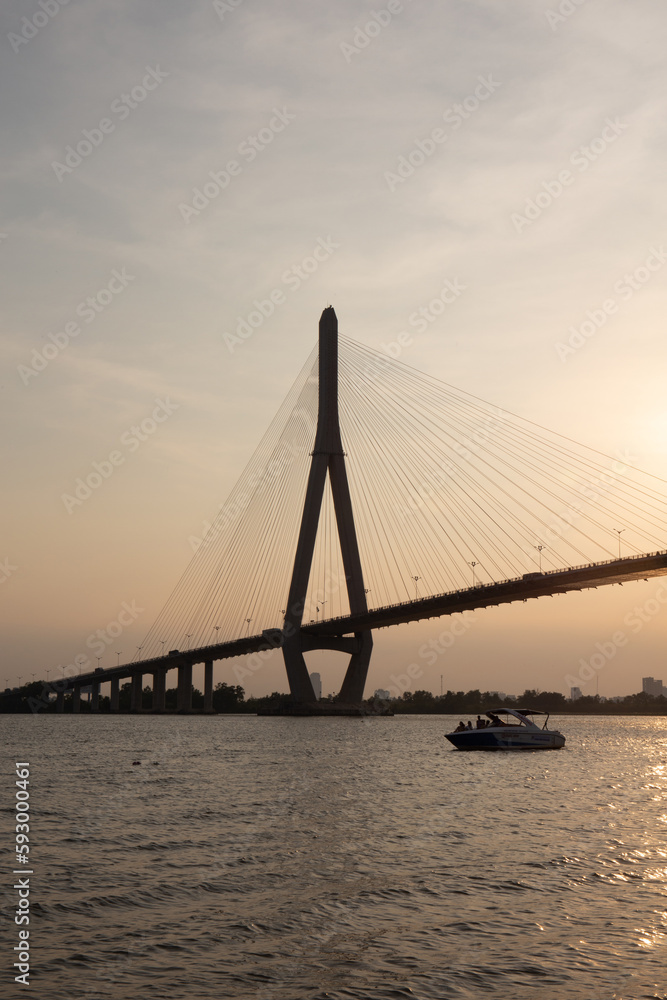 Sunset at Can Tho Bridge Vietnam