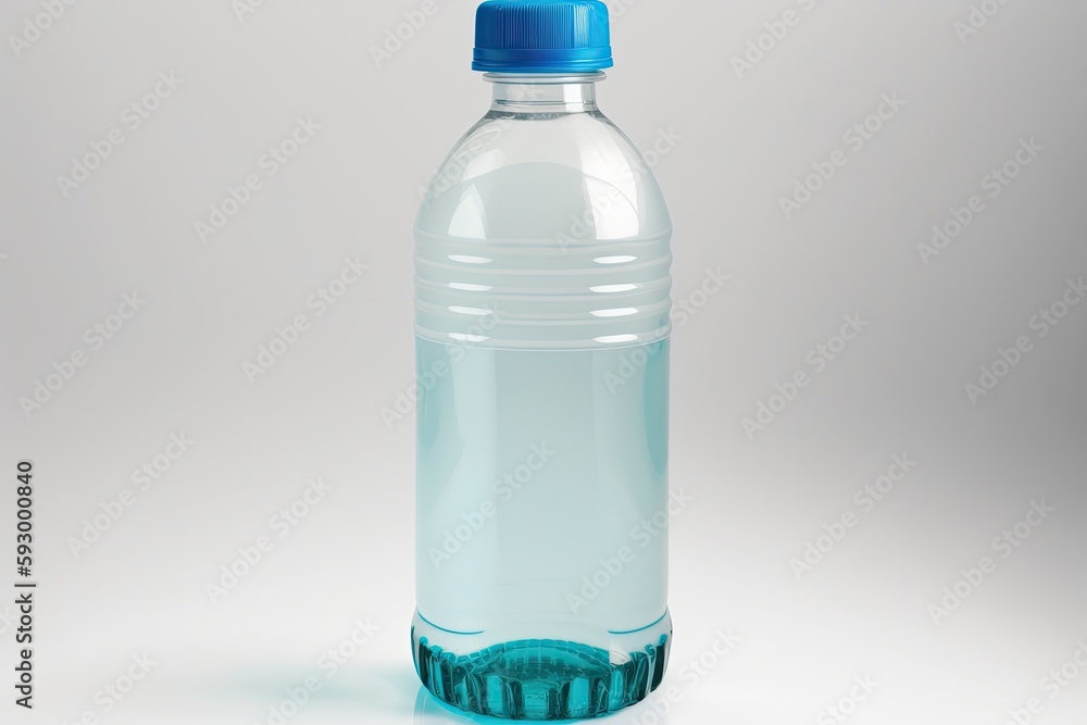 On a white backdrop, a plastic bottle of water is shown. Generative AI On a white backdrop, a plastic bottle of water is shown. Generative AI