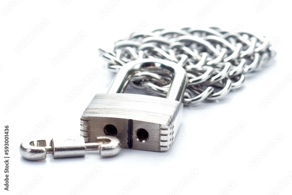 solitary door locks and keys on a white backdrop. Generative AI solitary door locks and keys on a white backdrop. Generative AI