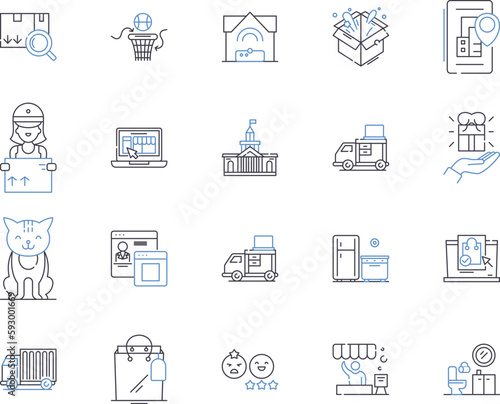 Smart city outline icons collection. Smart, City, Intelligent, Automated, Connected, Sustainable, Technological vector and illustration concept set. Urban, Responsive, Smartphones linear signs