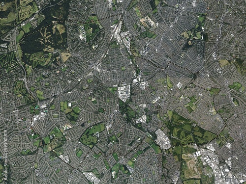 London Borough of Merton, England - Great Britain. High-res satellite. No legend