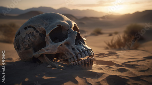 skull in the desert created with Generative AI Technology