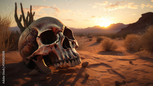 skull in the desert created with Generative AI Technology