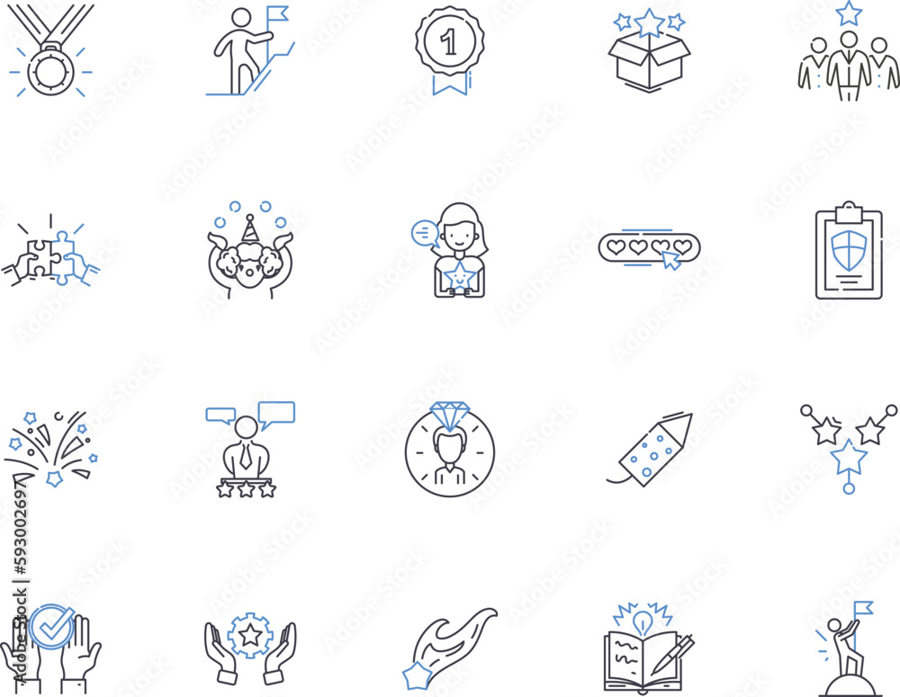 Successful business outline icons collection. Profit, Entrepreneur, Returns, Expansion, Growth, Market, Customers vector and illustration concept set. Leadership, Networking, Investing linear signs