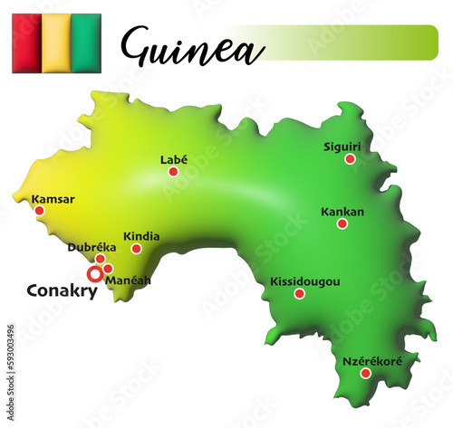 Guinea, Fläche und Flagge