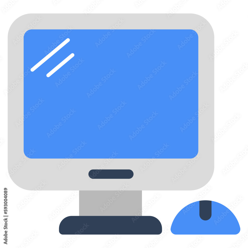 A flat design icon of computer A flat design icon of computer