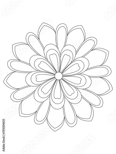   Flowers  Leaves Coloring page Adul and Flower Outline Illustration for Covering Book. Coloring book for kids and adults.  