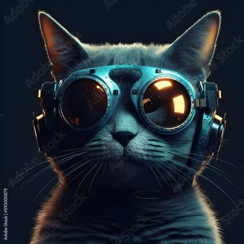 "Electric Whiskers: The Cyberpunk Chronicles of a Techno-Cat" / Background Design / Generative AI Artwork © Christophe