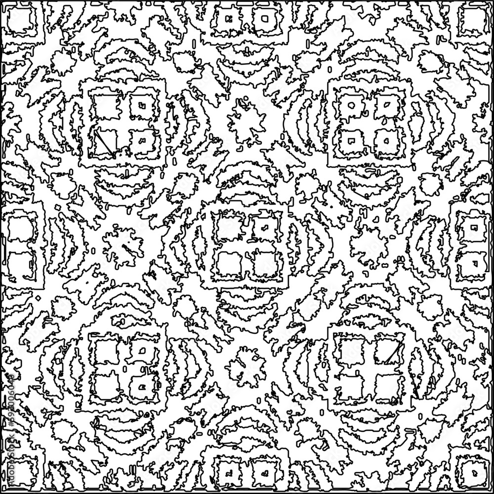 Texture with figures from lines.Abstract grunge background. Black and white pattern for web page, textures, card, poster, fabric, textile. Monochrome graphic repeating design. Texture with figures from lines.Abstract grunge background. Black and white pattern for web page, textures, card, poster, fabric, textile. Monochrome graphic repeating design.