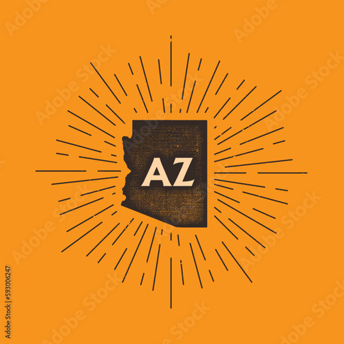 Vintage Arizona, USA map with grunge texture and emblem. Arizona vintage print for t-shirt. Trendy Hipster design. Vector illustration