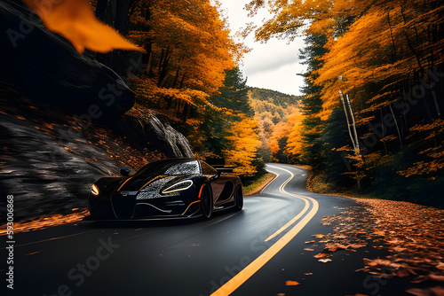 driving on the road in autumn