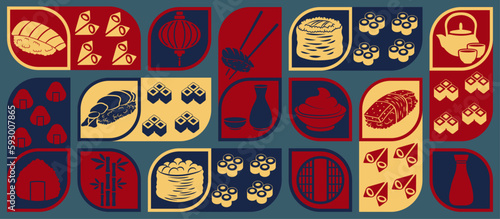 Indulge in the latest sushi craze with stunning vector banner template! Perfect for sushi bars and restaurants looking to logo, icons, poster, layout, background, wallpaper for social media marketing.