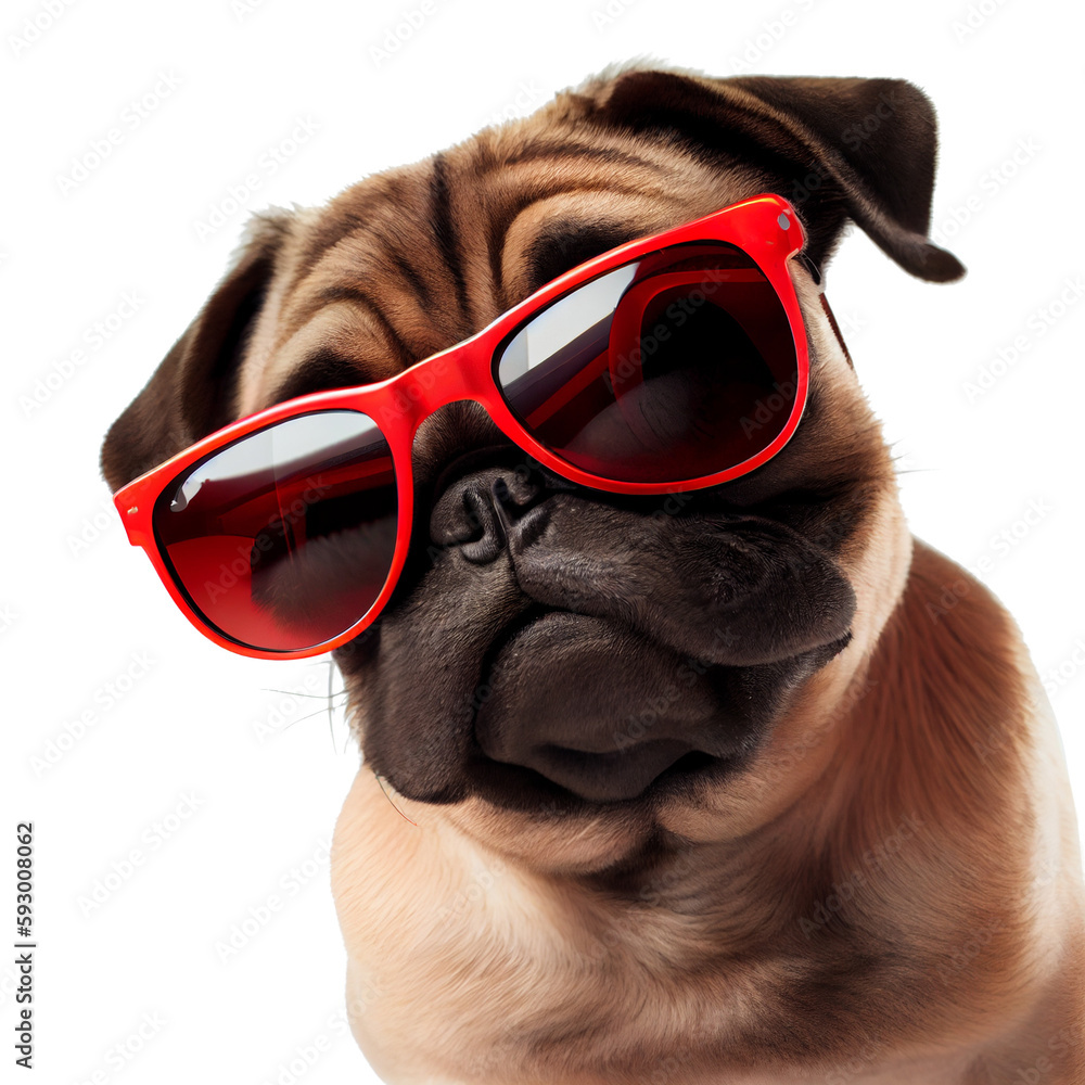 dog wearing sunglasses on transparent background generative AI Stock ...