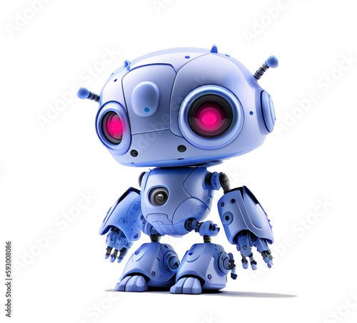 cute robot on transparent background generative AI