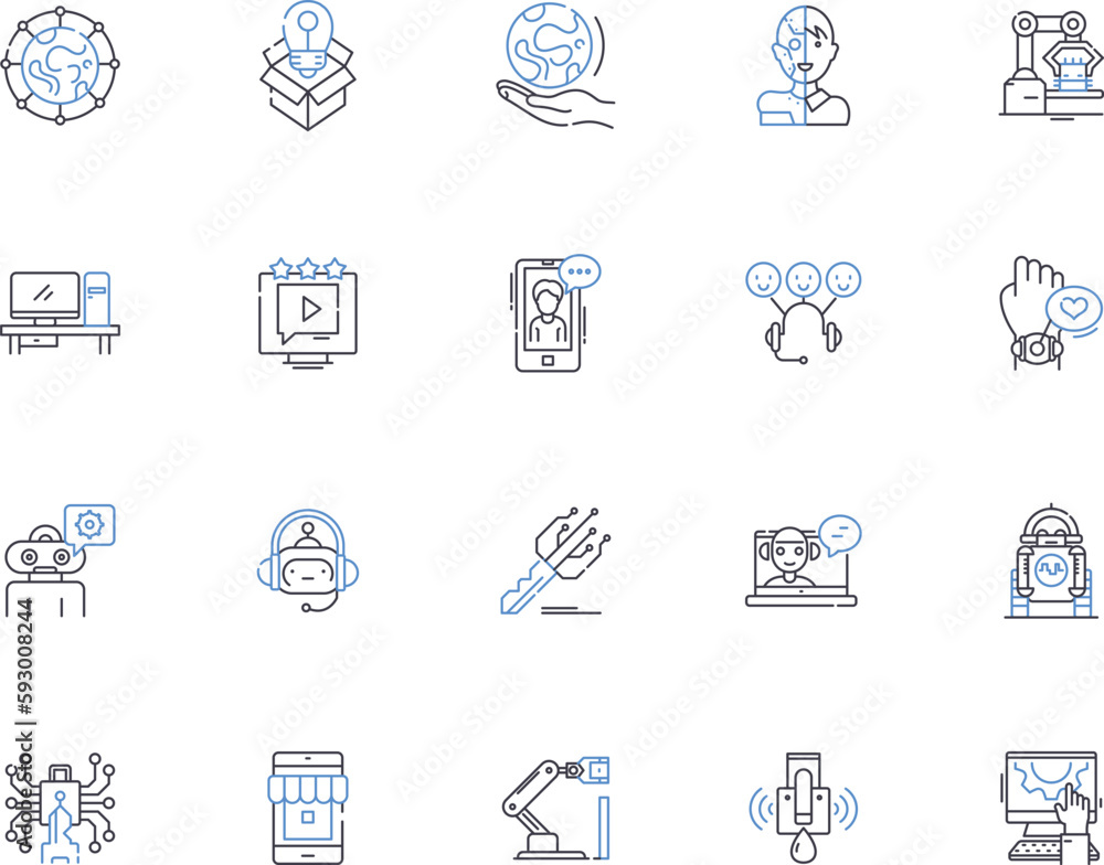 Future technologies outline icons collection. AI, Robotics, Automation ...