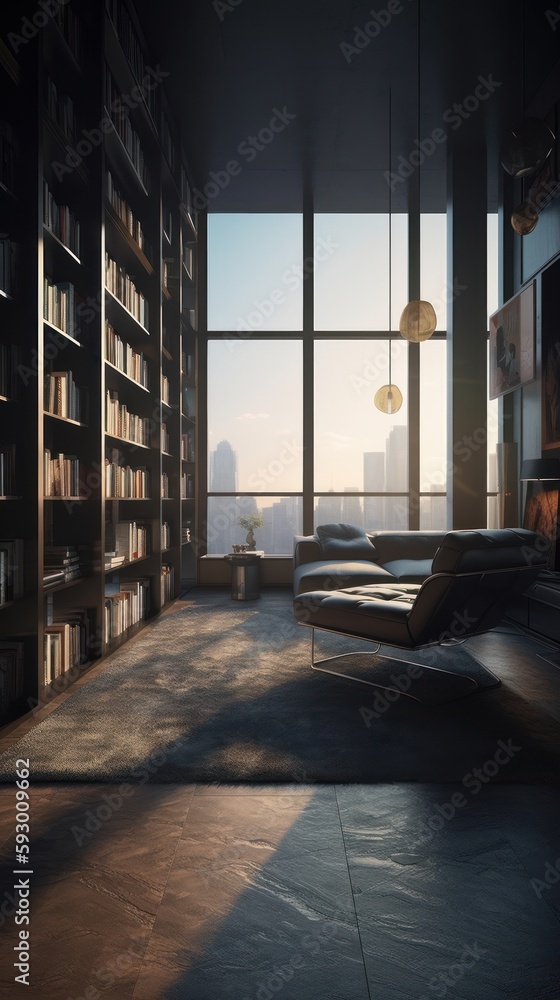 Picture of High-Definition Luxury Living: A Minimalist Home Library with X-Ray ...