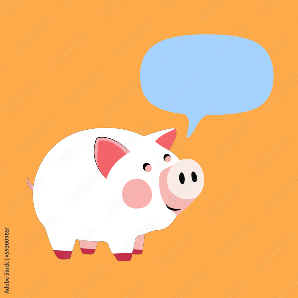 Piggy bank with speech bubble. Cute cartoon vector illustration. Piggy bank with speech bubble. Cute cartoon vector illustration.