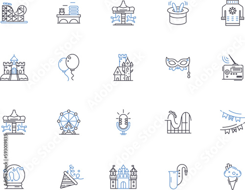 Celebration outline icons collection. Party, Festive, Joyous, Ceremony, Rejoicing, Glee, Jubilation vector and illustration concept set. Merriment, Commemoration, Revelry linear signs