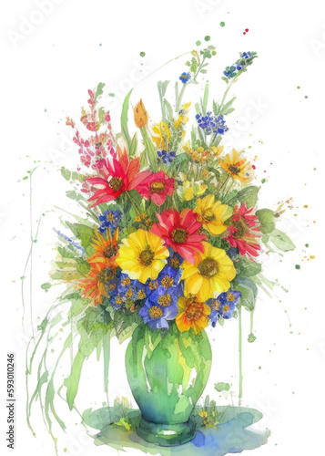 Fresh bouquet of wildflowers in a vase 