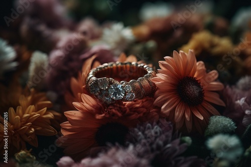 Wallpaper Mural Flower ring. Generative AI Torontodigital.ca