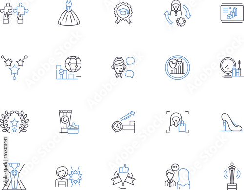 Femenism outline icons collection. Feminism, Activism, Gender, Equality, Liberty, Rights, Identity vector and illustration concept set. Social, Inequality, Solidarity linear signs