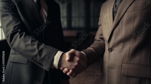 Handshake of two men at work