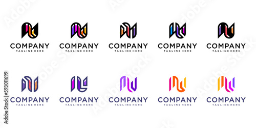 Set of letter n logo design