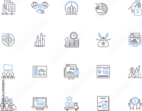 Economy outline icons collection. Finance, market, wealth, capital, banking, revenue, trade vector and illustration concept set. growth, stocks, industry linear signs