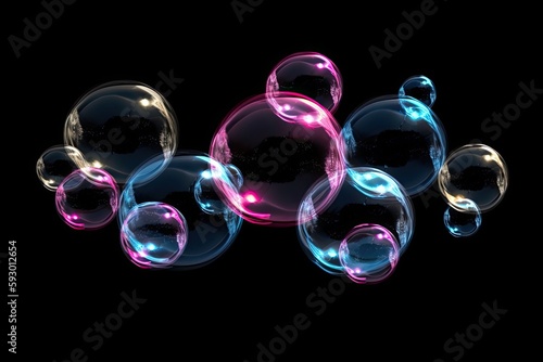Different-colored soap bubbles in the air (). Generative AI