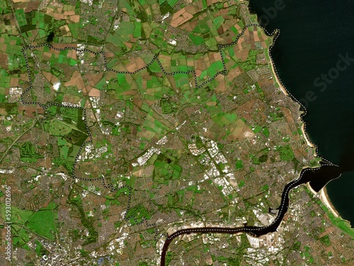 North Tyneside, England - Great Britain. Low-res satellite. No legend