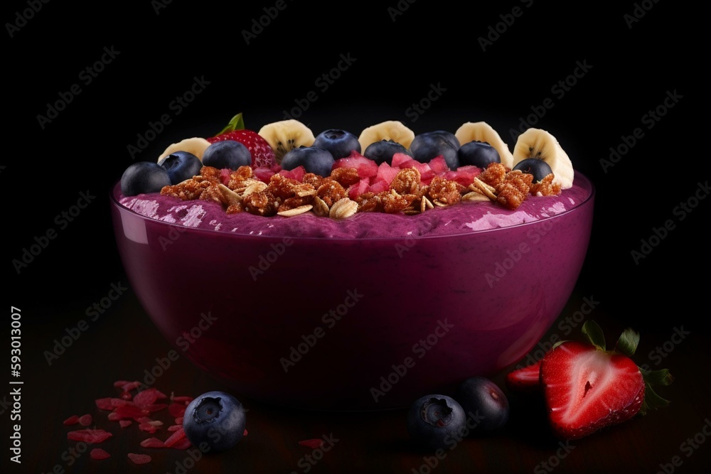 açaí, acai bowl on a transparent background. Generative AI açaí, acai bowl on a transparent background. Generative AI