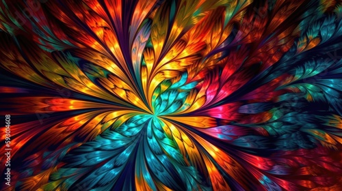 Colorful Abstract Background, Burst of Vibrant Colors and Shapes, AI Generated