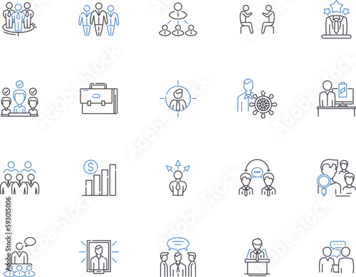 Businessman outline icons collection. Entrepreneur, Executive, Tycoon, Investor, Leader, Mogul, Administrator vector and illustration concept set. Jack-of-all-trades, Manager, Director linear signs