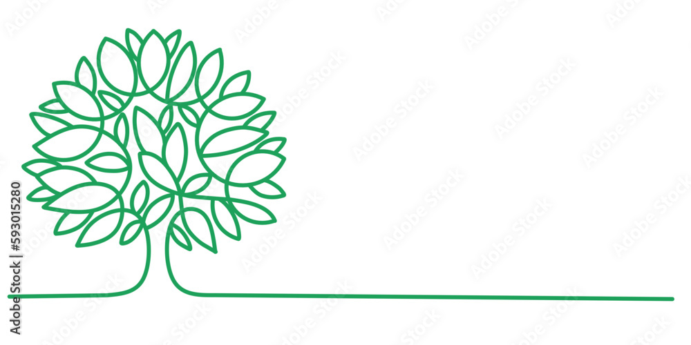 Environment day line art style vector illustration, Doodle tree line art style vector