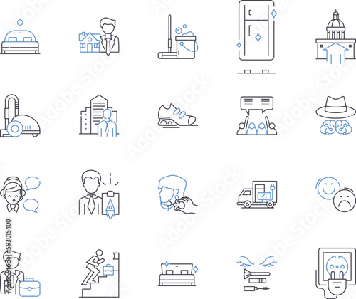 Smart city outline icons collection. Smart, City, Intelligent, Automated, Connected, Sustainable, Technological vector and illustration concept set. Urban, Responsive, Smartphones linear signs