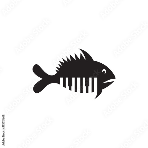 Photography fish logo design illustration music piano vector abstract