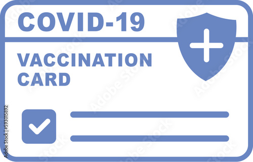 COVID-19 vaccine passport icon. Vaccination certificate against coronavirus with check mark, medical card or passport for travel in time pandemic.