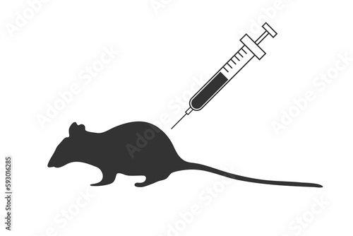 laboratory test syringe and rat icon.Science object vector ilustration.