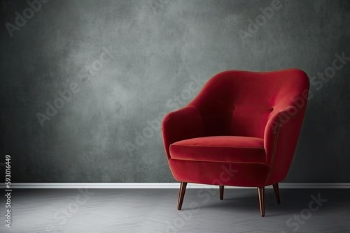 contemporary home decor. Scandinavian furniture  a red armchair. Generative AI © Vusal
