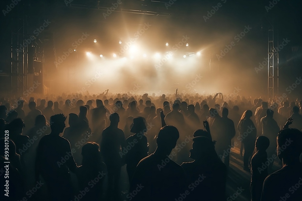 music-concert-stage-and-crowd-smoky AI Generated.