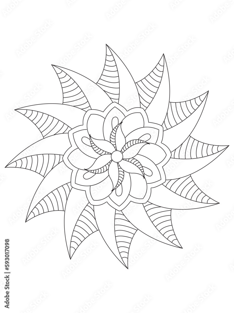 Flower Outline Illustration for Covering Book. Coloring book for kids and adults. animal Aloha Hawaii vector floral artwork. Coloring book pages for adults 
