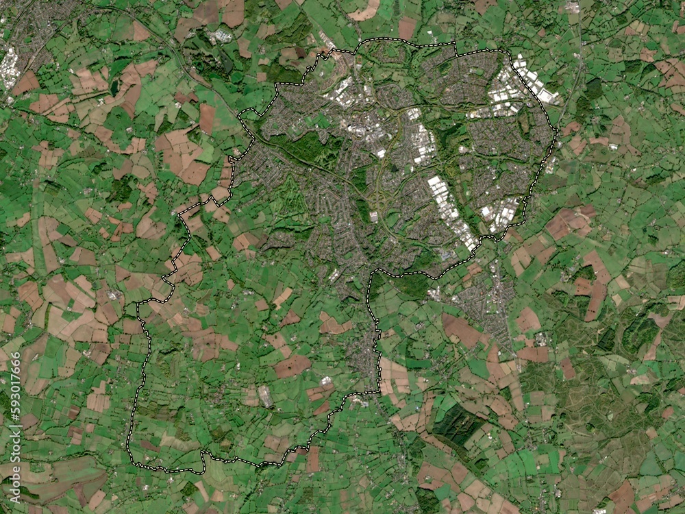 Fototapeta premium Redditch, England - Great Britain. Low-res satellite. No legend