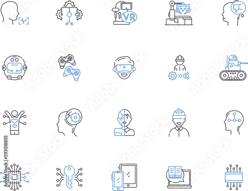 Digital marketing management outline icons collection. Digital, Marketing, Management, Strategy, SEO, PPC, CPA vector and illustration concept set. Analytics, Conversion, Automation linear signs