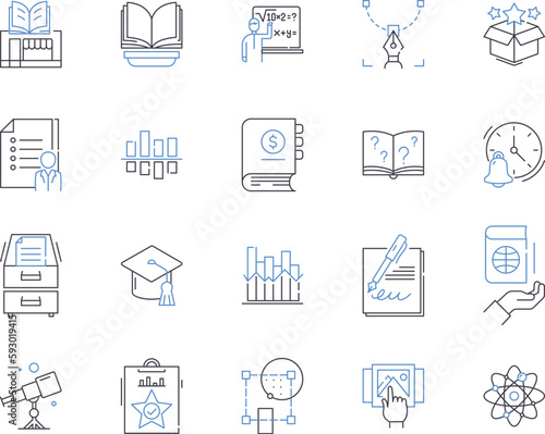 Cognitive science outline icons collection. Cognition, Neuroscience, AI, Intelligence, Psychology, Brain, Perception vector and illustration concept set. Semantics, Knowledge, Memory linear signs