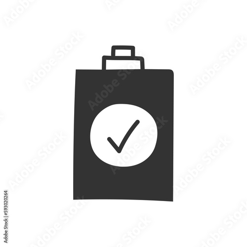 Hand drawn checkmark vector icon. Hand drawn tasks list check-mark done flat sign. Document checkmark symbol pictogram. UX UI icon