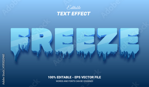 freeze 3d text effect with blue ice theme
